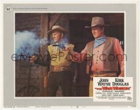 3z1353 WAR WAGON LC #6 1967 best close up of cowboys John Wayne & Kirk Douglas shooting their guns!