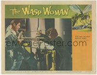 3z1355 WASP WOMAN LC #3 1959 c/u of guy fighting off the human-headed insect queen with a stool!