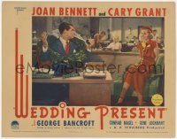 3z1357 WEDDING PRESENT LC 1936 Joan Bennett smiles at Cary Grant wearing giant wreath, rare!