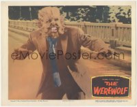 3z1359 WEREWOLF LC 1956 best close up of Steven Ritch as the wolf-man monster snarling on street!