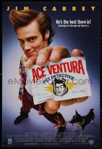 4a0696 ACE VENTURA PET DETECTIVE 1sh 1994 Jim Carrey tries to find Miami Dolphins mascot!