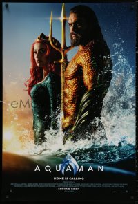 4a0715 AQUAMAN int'l advance DS 1sh 2018 DC, Momoa in title role w/sexy Amber Heard, home is calling!