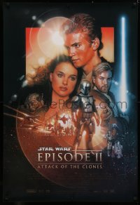 4a0719 ATTACK OF THE CLONES style B DS 1sh 2002 Star Wars Episode II, artwork by Drew Struzan!