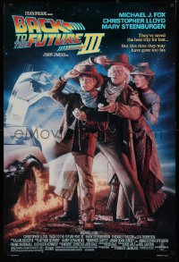 4a0728 BACK TO THE FUTURE III DS 1sh 1990 Michael J. Fox, Chris Lloyd, Drew Struzan art!