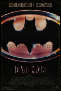 4a0732 BATMAN 1sh 1989 directed by Tim Burton, cool image of Bat logo, new credit design!