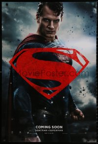 4a0742 BATMAN V SUPERMAN int'l teaser DS 1sh 2016 waist-high image of Henry Cavill in title role!