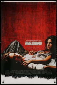 4a0763 BLOW foil DS 1sh 2001 Johnny Depp & Cruz in cocaine biography, dated design!