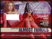 4a0123 ALMOST FAMOUS DS British quad 2000 Crowe directed, super-sexy Kate Hudson in see-through top!
