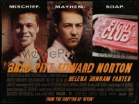 4a0131 FIGHT CLUB DS British quad 1999 portraits of Edward Norton and Brad Pitt & bar of soap!