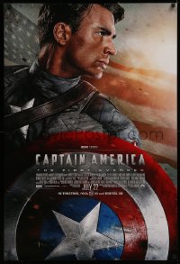 4a0776 CAPTAIN AMERICA: THE FIRST AVENGER advance DS 1sh 2011 Chris Evans holding his shield!