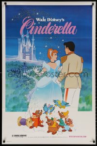 4a0792 CINDERELLA 1sh R1981 Walt Disney classic romantic cartoon, image of prince & mice!