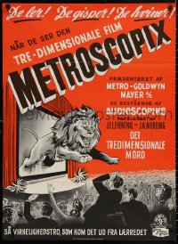 4a0180 METROSCOPIX 3D Danish 1953 EARLY 3-D, cool different of lion leaping from screen!