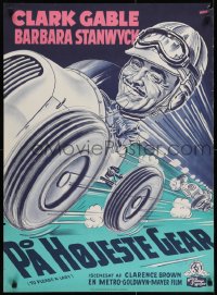 4a0193 TO PLEASE A LADY Danish 1951 art of race car driver Clark Gable driving car by Gaston!