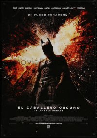 4a0813 DARK KNIGHT RISES int'l Spanish language 27x39 1sh 2012 Batman's symbol in broken buildings!