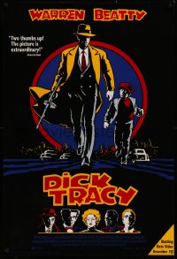 4a0367 DICK TRACY 27x40 video poster 1990 Warren Beatty as Chester Gould's classic detective!