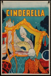 4a0286 CINDERELLA stage play English double crown 1930s art of Cinderella getting out of carriage!