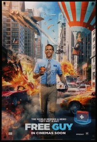 4a0846 FREE GUY int'l teaser DS 1sh 2020 the world needed a hero, but they got Ryan Reynolds!