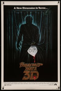 4a0849 FRIDAY THE 13th PART 3 - 3D 1sh 1982 slasher sequel, art of Jason stabbing through shower!
