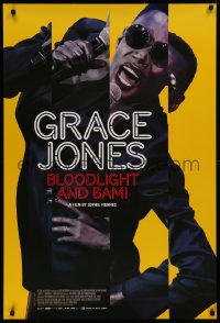 4a0866 GRACE JONES BLOODLIGHT & BAMI 1sh 2018 great different split image of her singing into mic!