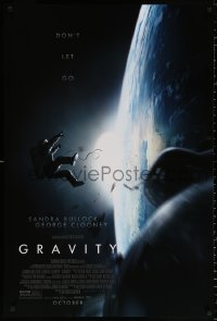 4a0868 GRAVITY advance DS 1sh 2013 October style, Sandra Bullock & George Clooney, don't let go!