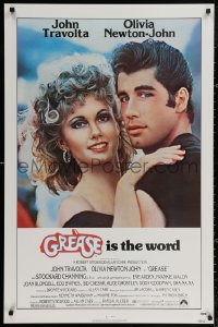 4a0869 GREASE 1sh 1978 c/u of John Travolta & Olivia Newton-John in a most classic musical!