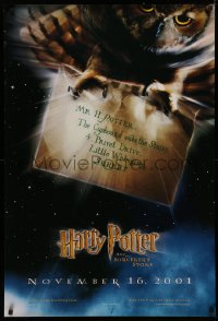 4a0883 HARRY POTTER & THE PHILOSOPHER'S STONE teaser 1sh 2001 Hedwig the owl, Sorcerer's Stone!