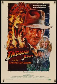 4a0905 INDIANA JONES & THE TEMPLE OF DOOM 1sh 1984 adventure is Harrison Ford's name, Wolfe art!