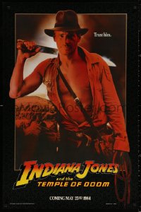 4a0906 INDIANA JONES & THE TEMPLE OF DOOM teaser 1sh 1984 Harrison Ford with machete, trust him!