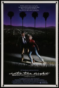 4a0911 INTO THE NIGHT 1sh 1985 cool image of Jeff Goldblum & Michelle Pfeiffer on the run!