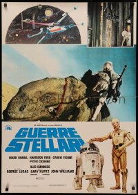4a0053 STAR WARS Italian 27x38 pbusta 1977 George Lucas classic epic, Luke, Leia, C-3PO & R2-D2!