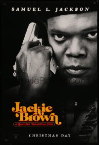 4a0918 JACKIE BROWN teaser 1sh 1997 Quentin Tarantino, cool image of Samuel L. Jackson with gun!