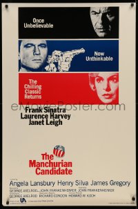 4a0976 MANCHURIAN CANDIDATE 1sh R1988 Frank Sinatra, Janet Leigh, directed by John Frankenheimer!