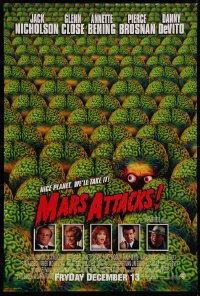 4a0980 MARS ATTACKS! int'l advance 1sh 1996 directed by Tim Burton, great image of brainy aliens!