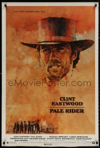 4a1008 PALE RIDER 1sh 1985 close-up artwork of cowboy Clint Eastwood by C. Michael Dudash!
