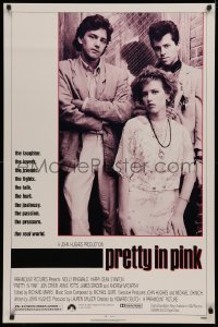 4a1022 PRETTY IN PINK 1sh 1986 great portrait of Molly Ringwald, Andrew McCarthy & Jon Cryer!