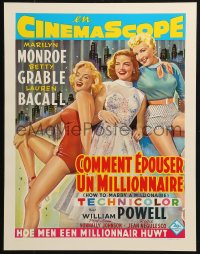 4a0382 HOW TO MARRY A MILLIONAIRE 15x20 REPRO poster 1990s Marilyn Monroe, Grable & Bacall!