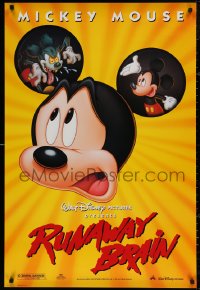 4a1059 RUNAWAY BRAIN DS 1sh 1995 Disney, great huge Mickey Mouse Jekyll & Hyde cartoon image!