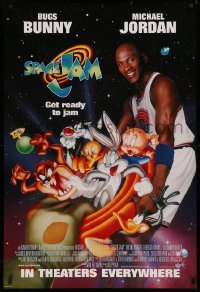 4a1081 SPACE JAM int'l 1sh 1996 Michael Jordan & Bugs Bunny with cast in outer space!