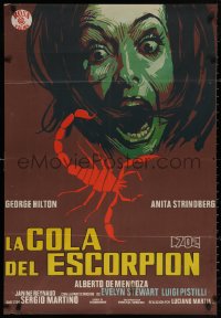 4a0213 CASE OF THE SCORPION'S TAIL Spanish 1972 wid different art of terrified girl & scorpion!