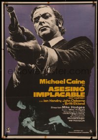4a0229 GET CARTER Spanish 1975 completely different Mac art of Michael Caine holding shotgun!