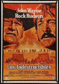 4a0259 UNDEFEATED Spanish R1977 John Wayne & Rock Hudson rode where no one else dared!