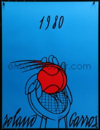 4a0557 FRENCH OPEN 23x30 French poster 1980 great red and blue tennis art by Adami!