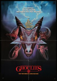 4a0634 GHOULIES 2-sided 21x30 special poster 1985 wild different goat head satanic horror art!