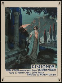 4a0350 GISMONDA 27x36 French stage poster 1919 Albert Carre, artwork by Georges Rochegrosse!