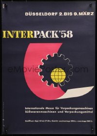 4a0640 INTERPACK '58 17x23 German special poster 1958 wild completely different art by Worlen!