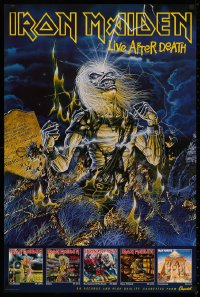4a0361 IRON MAIDEN 24x36 music poster 1986 Live After Death, Riggs art of Eddie & tombstone!
