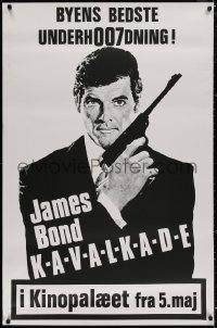 4a0344 JAMES BOND CAVALCADE 31x47 Danish film festival poster 1970s Roger Moore as 007 with gun!