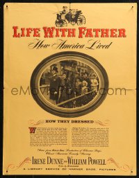 4a0648 LIFE WITH FATHER 19x24 special poster 1947 William Powell & Irene Dunne, great information!