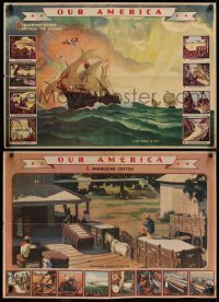 4a0694 OUR AMERICA group of 5 2-sided 22x32 special educational posters 1943 Coca-Cola, great art!