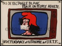 4a0656 PAS DE RECTANGLE BLANC 24x32 French special poster 1970s television with censored mouth!